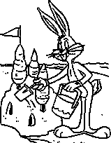 coloriage bugs bunny fait un chateau de sable
